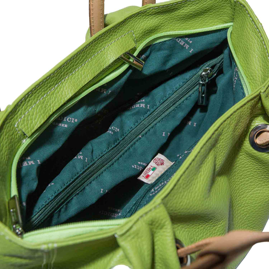 I Medici Abri Italian Tote Bag, Leather Handbag in Green