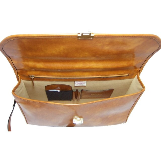Pratesi Radica Range Piccolomini Single Compartment Briefcase, With Rear Accordion Pocket in Black